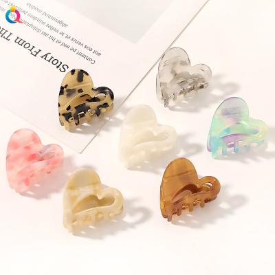 China Popular Simple Smooth Shiny Scrunchies Hair Claw Clip QiYue Mini Cute Lovely Child Acetic Love Hair Clip New Trendy Acid School Fashion Scrunchies for sale