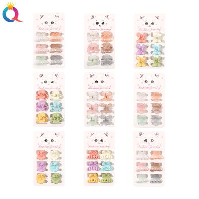 China 6pcs Smart Casual Hair Claw Clip /set For Kid Children Mini Size Hair Claw Clip Macaron Color Luminous Hair Clip for sale