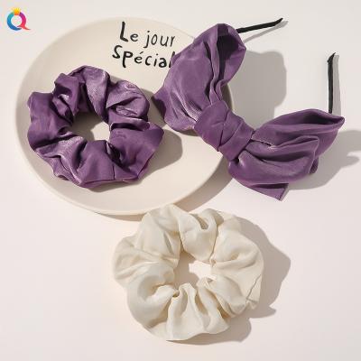 China QIYUE New Fashion Trendy Charm Scrunchies Hair Bow Clip Headband Hair Accessories Set Headdress Set For Girl Gift Set for sale