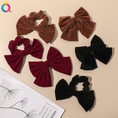 China QIYUE Korea Style Soft Japan Butterfly and Velvet Hair Bow for Women Christmas Hair Accessories for Gift for sale