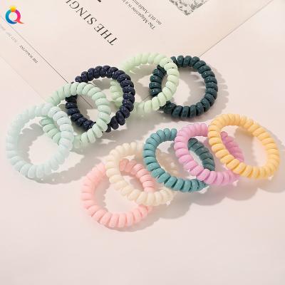 China Luminous Hair Tie Color Hair Tie Spiral Telephone Wiring Elastic Hair Ring Woman Ponytail Holder for sale