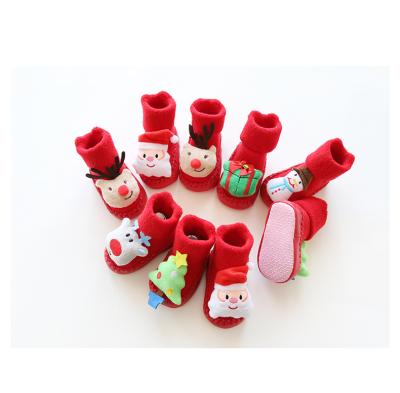 China Textile Baby's Christmas Sock Shoes Slippers For Girls And Boys for sale