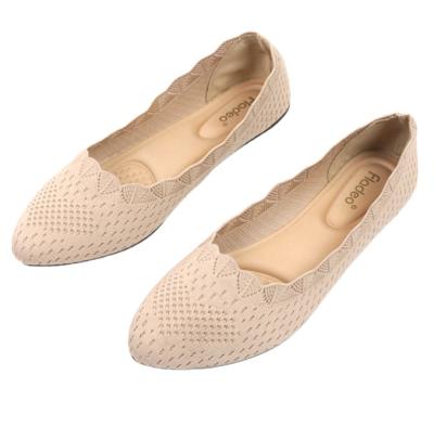 China Hot Selling Steel Toe Ladies Fly Woven Flat Pumps Ballerina Casual Flat Shoes for sale