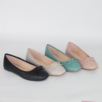 China Breathable Ladies Fashion Square Toe Ballet Flats Customized Shoes With Bow Flats For Women for sale