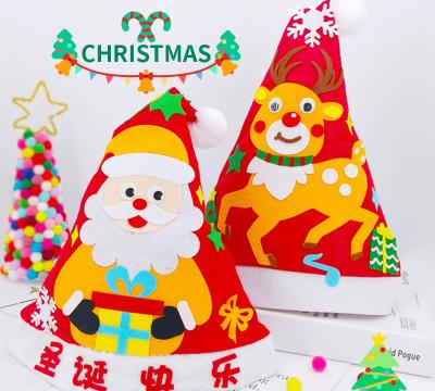 China Children New Christmas Socks Cartoon Hat Nonwoven Felt Hat DIY Handmade Nonwoven Christmas Hat for sale