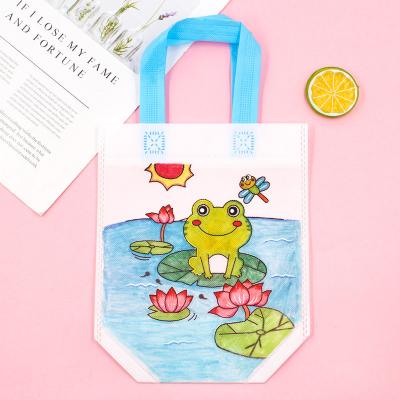 China DIY Children Birthday Gift Party Gift Graffiti Handbag Non-woven Kindergarten Teaching Non-woven Tote Bag Color Painting Bag for sale