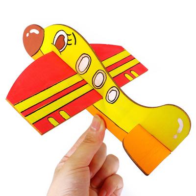 China It is suitable for Kindergarten Air White Airplane Model Creative Painted Wooden Billet Spacecraft Coloring DIY Spaceship For Kindergarten Children for sale