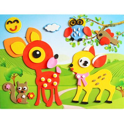 China Paper+ EVA Puzzle Toys 3D Eva Foam Cartoon Mosaics Children Diy Sticker for sale