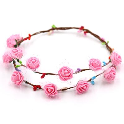 China EVA/Polyester/alloy Children's Dress Spring White Flower Hair Garland Eva Decorative Garland Wedding Flower Garland for sale