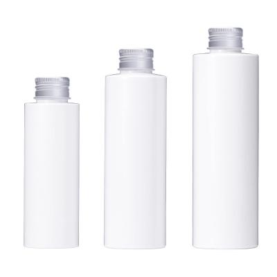 China 100-200ML Cosmetic White Sheer Dew Bottle With Primary Color Cap 200ml Aluminum Toner Capsule Cosmetic Bottle for sale