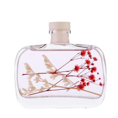 China Household Products Fireless Aromatherapy Essential Oil Dried Flower Rattan Volatile Empty Bottle Super Large Capacity Flat Square Glass Bottle for sale