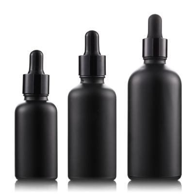 China 5ml-100ml Stain mute Black Glass Dropper Bottle Essential Oil Material Essential Oil Cosmetic Empty Packaging Bottle for sale