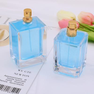 China High Capacity 80ml Eco-friendly Luxury Custom Design Your Own Square Mist Clear Spray Glass Perfume Pump Bottle for sale