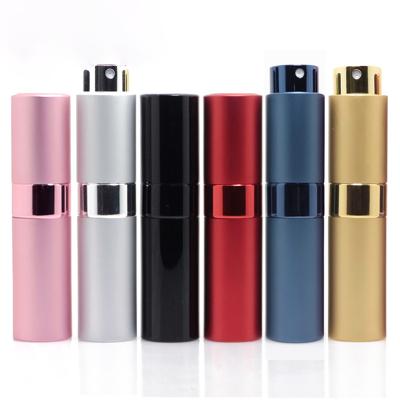 China Wholesale Eco-friendly 8ml Private Label Perfume Glass Bottle Travel Colorful Aluminum Twist Up Refillable Perfume Atomizer Spray Bottle for sale