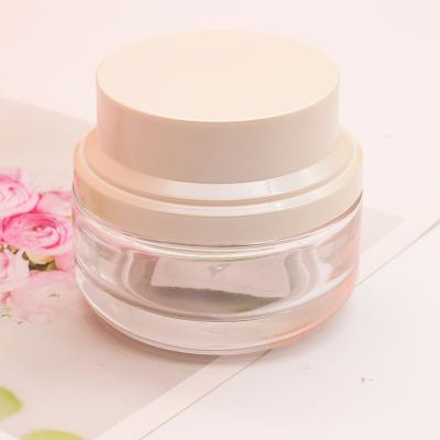 China Eco-friendly 50mL 30g 50g Cheap Stylish Cosmetic Container Small Jars Empty Clear Glass Cream Jars With Lids for sale