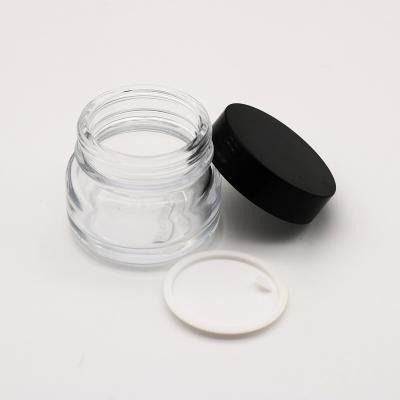 China Wholesale Cheap Clear Color Container Single Skin Care 50g Cream Bottle Eco-friendly Glass Bottle With Bamboo Cap for sale