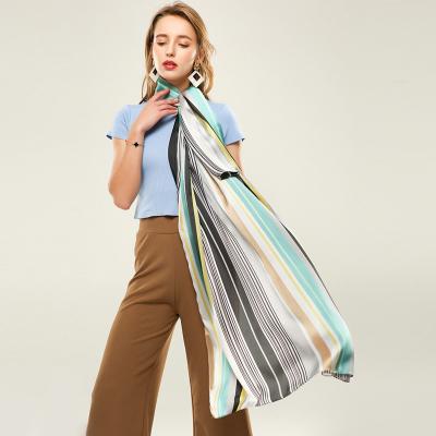 China New Arrival Fashion Hippy Wear Scarf Simple Line Print Design Soft Silk Long Scarf For Women for sale