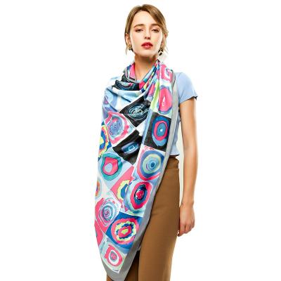 China European American Digital Silk Circle New Style Polyester Twill Long Soft Scarf For Women for sale