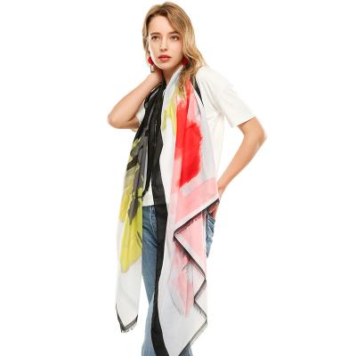 China Long Fashion 2022 New Color Printed Soft Rendered Silk Scarf Long Scarf For Women for sale