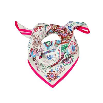 China 2022 New Square Flower Square Scarf Women Printing Colorful Simple Silk Breathable Scarf for sale