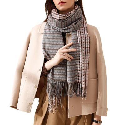 China High Quality Verified Fashion Winter Scarf For Women Thick Warm Female Plaid Luxury Cashmere Scarves for sale