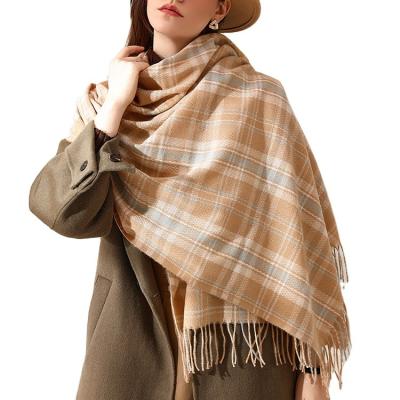 China New Design Autumn Winter Cozy Warm Custom Scarves Colorful Checked Tassel Cashmere Soft Scarf for sale