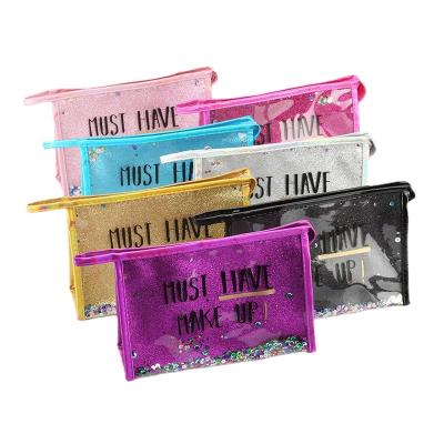 China NATIONAL Custom Logo Clutch Bag Pvc Cosmetic Bag Printing Splash Proof Clear Cosmetic Bag for sale