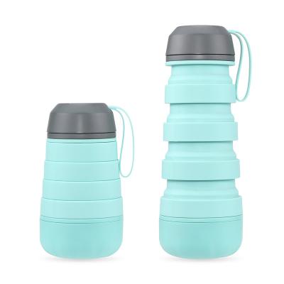 China Wholesale Viable Feel Soft Hand Feel Telescopic Folding Up Silicone Rubber Travel Water Bottle Collapsible Cup With Bottom Storage Box for sale