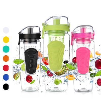 China WITH LID Hot Sale 32oz BPA Free Fruit Infusion Sports Bottle 1000ml Fruit Infuser Plastic Bottle Water Bottle for sale