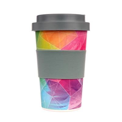 China Eco 400ML Disposable Sublimation Coffee Cup Biodegradable Organic Viable Bamboo Fiber Reusable Milk Cups for sale