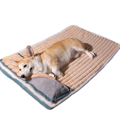 China New Design Removable Blanket Dogs Cats Bed Super Soft Durable Mattress Removable Pet Mat With Pillow For Better Rest for sale