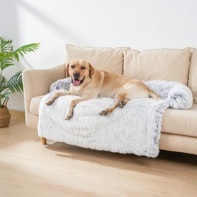 China 2022 New Design Sustainable Plush Faux Fur Dog Beds Luxury Dog Sofa Bed Pet Sofa Blanket Washable Removable Cover for sale