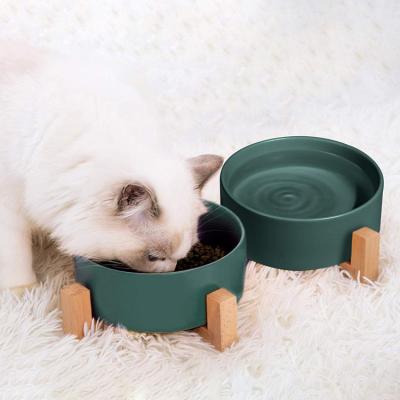 China Viable Simple Style Art Premium Ceramic Dog Bowl And Easy Clean Round Ceramic Dog Cat Food Pet Bowl Bowls With Stand for sale