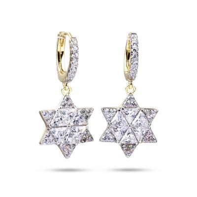 China Jasen jewelry925 Sterling Silver Star Zircon Earrings High Quality Fashion Droping Earrings For Women for sale