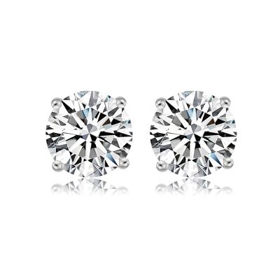 China TRENDY 925 Sterling Silver Cubic Zirconia Cz Earrings Stud Earrings Silver CZ Diamond Earring for sale