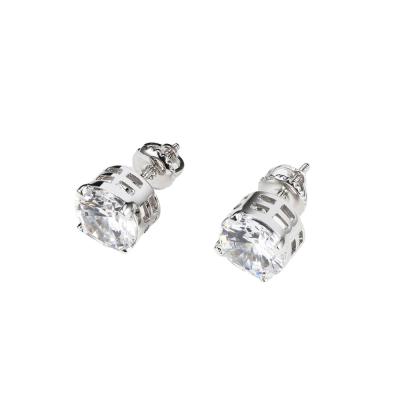 China JASEN JEWELS CLASSIC White Rhodium Plating Zirconia Single Stone Stud Earrings for sale