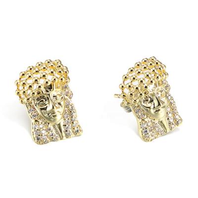 China Jasen Jewelry Ethnic Religion Woman Face Design Stud Earrings with 18k Gold Plated for sale