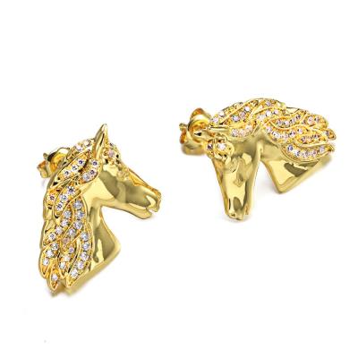 China JASEN FASHION JEWELRY custom gorgeous design 14k gold plated horse shape jewelry earring for women or ladies for sale