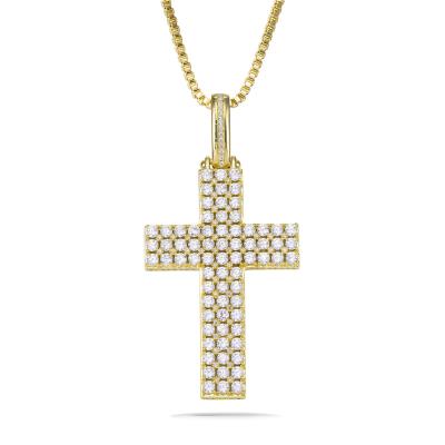 China Hip Hop Hip Hop Bling Brass CZ Diamonds Iced Out CROSS Pendants Custom Made for sale