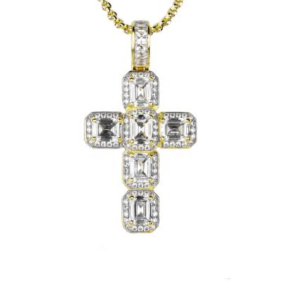 China New Trendy JASEN JEWELRY Designs Hip Hop Iced Out 18K Gold Plated 925 Sterling Silver Cross Pendant for sale