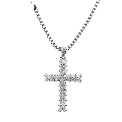 China Hiphop JASEN JEWELRY Diamond Zirconia Charm Necklace Cross Pendant for sale