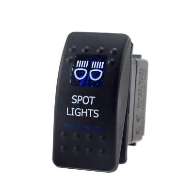 China Amomd IP66 Waterproof Blue Spot Light Boat Momentary Rocker Switch 5Pin 12V/24V LED for Car Boat for sale