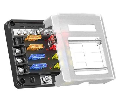 China Wholesale 20A PC+PBT Manufacturer ATC/ATO Car Fuse Box Holder Busbar 6 Way DC 24V Negative Fuse Block for sale