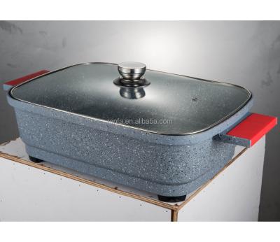 China RF-901A Sustainable Electric Frying Pan Hot Pot With Glass Lid Nonstick Coating for sale