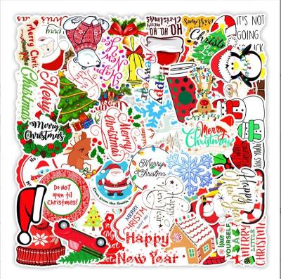 China Waterproof Happy New Year Christmas Holiday Label 100 Pcs Cartoon Cute stickers for laptops, macbook, suitcase, headset, luggage for sale