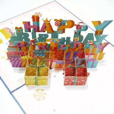 China Europe Personalized Premium Happy Birthday Greeting Card Paper Sculpture Decorations Eco-friendly Pop up Birthday Gift for sale