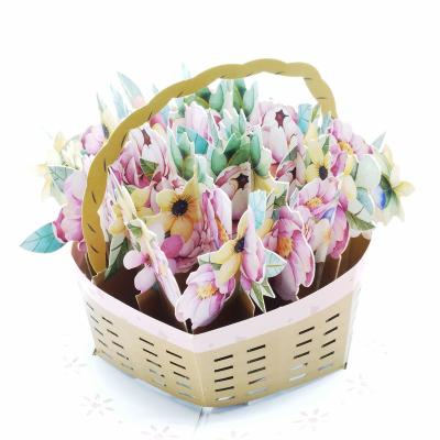 China Europe New Arrival 3D Mother's Day Card Amazon Flower Basket Creative Thank You Card Gratitude 3D Teacher's Day Card for sale