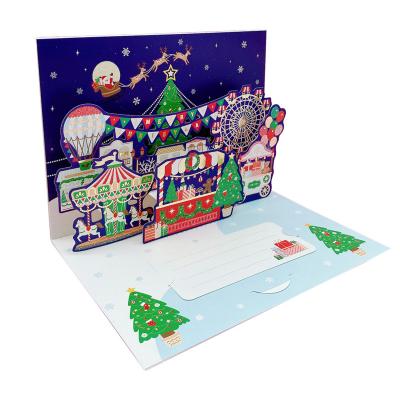 China China New Year Postcard Greeting Card small Christmas Tree Paper Handmade Christmas Card with inside blank message note for sale