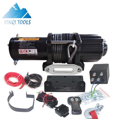 China XINQI 12v 5000lb AUTO Electric ATV/UTV Winch Kit With 50ft BLACK Synthetic Rope for sale