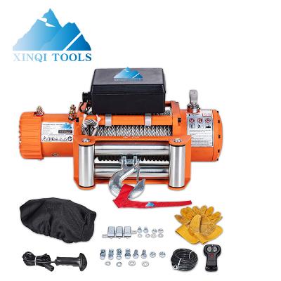 China XINQI AUTO factory direct 9500LBS electric winch 12V 24V with steel cable for offroad auto truck for sale